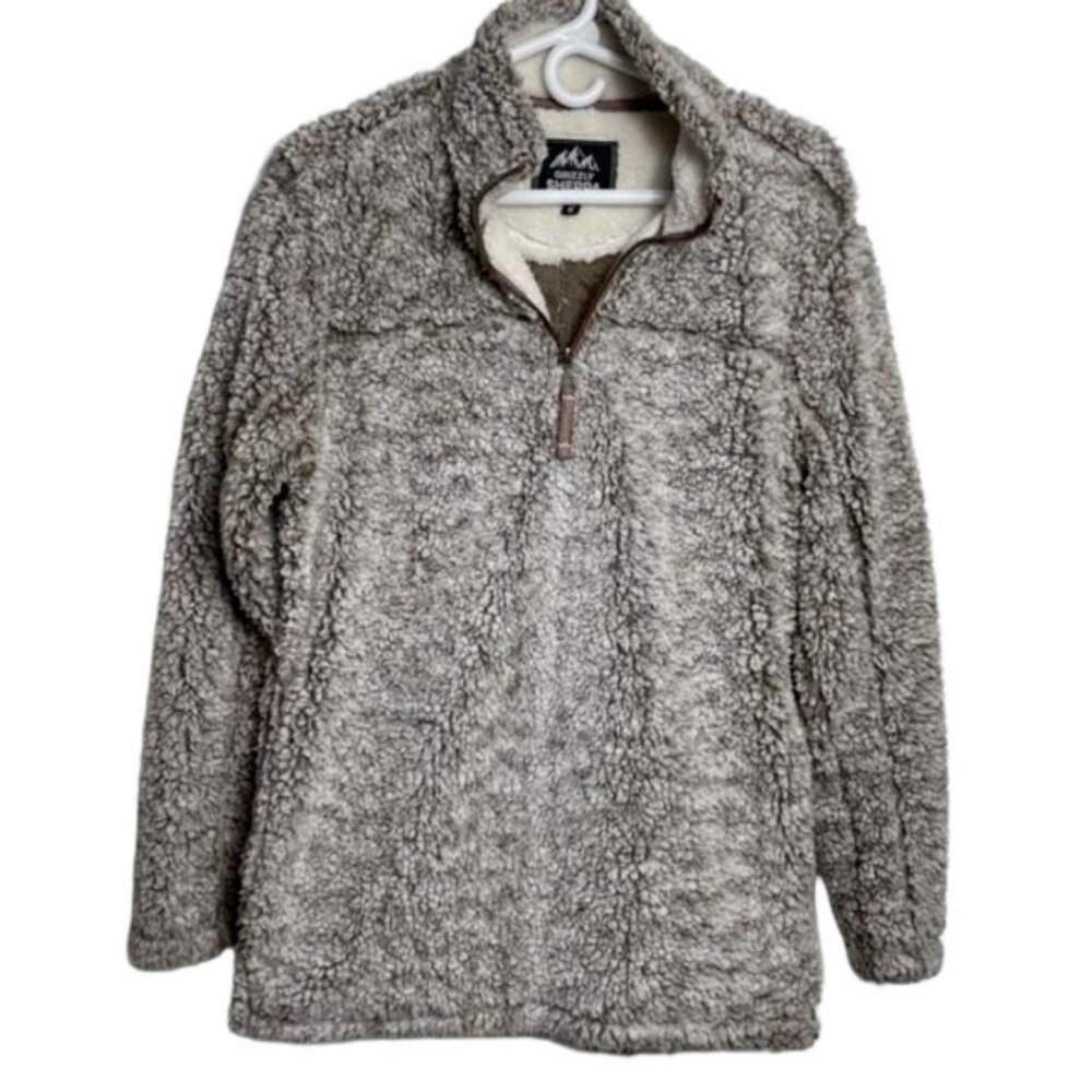 Grizzly Sherpa Adult Medium 1/4 Quarter Zip Fuzzy Warm Long Sleeve Sweater Shirt